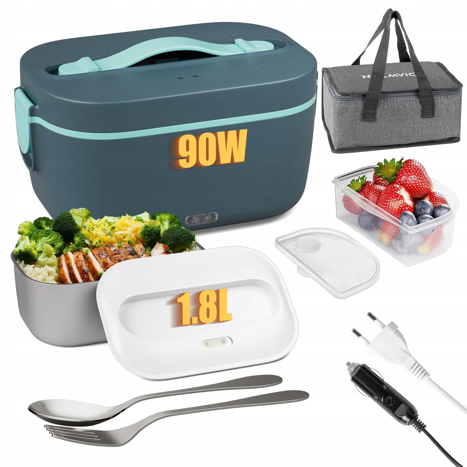Nulmvic Elektrická Lunchbox 1,8L 90W ocelová nádoba 3v1