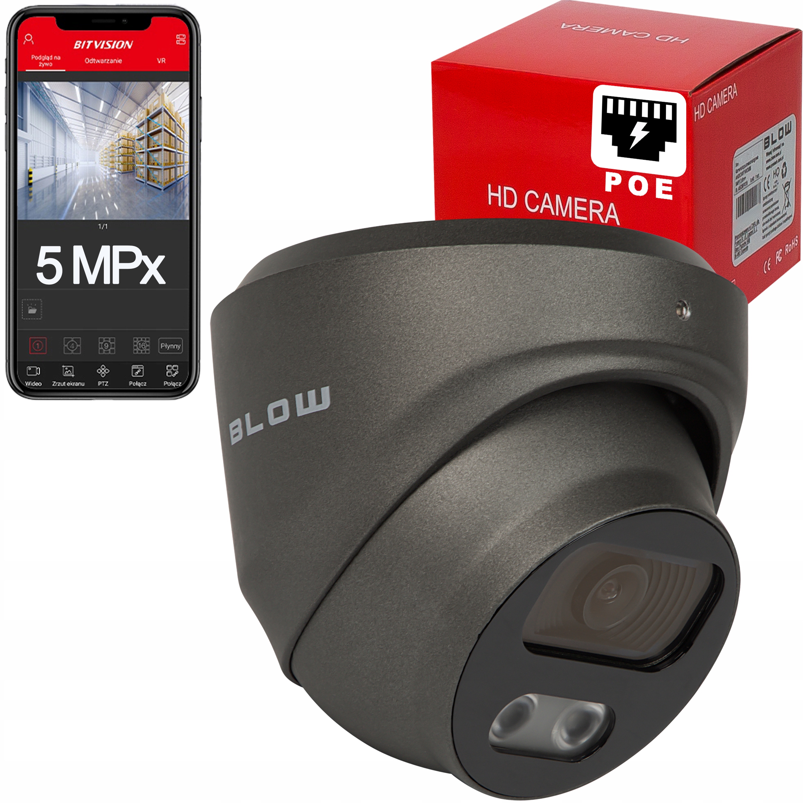 KAMERA KOPUŁKOWA DOME IP POE Blow BL-I5IS28TBM/PoE 5 Mpx