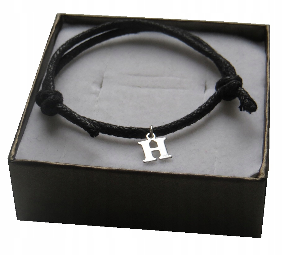 

Bransoletka sznurkowa literka z literką H Srebro