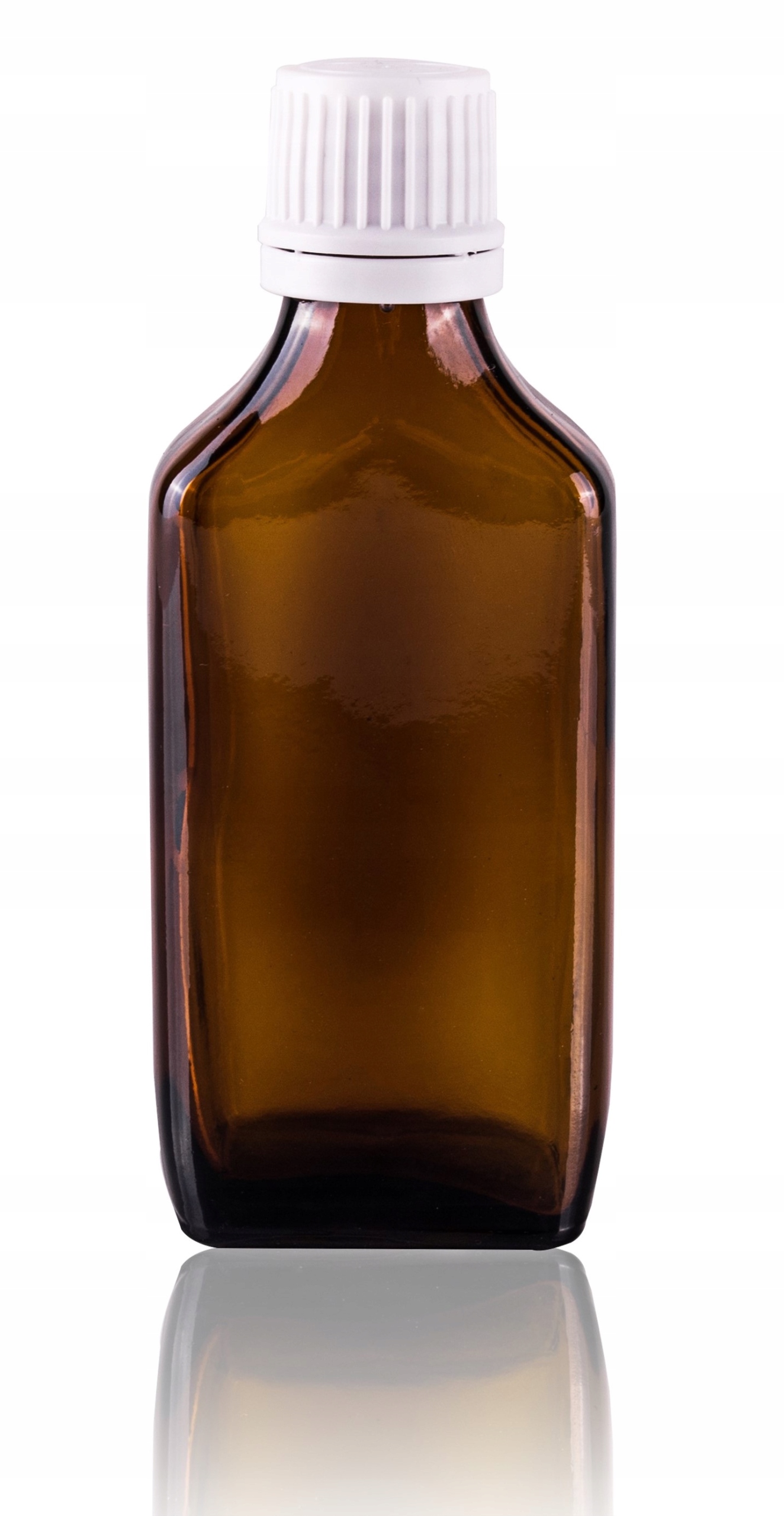 

Butelka szklana 50ml płaska z kroplomierzem białym