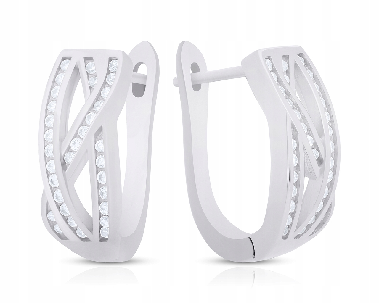 Stříbrné Náušnice Anglické zapínání Zirkony Dámské Široké Stříbro 925