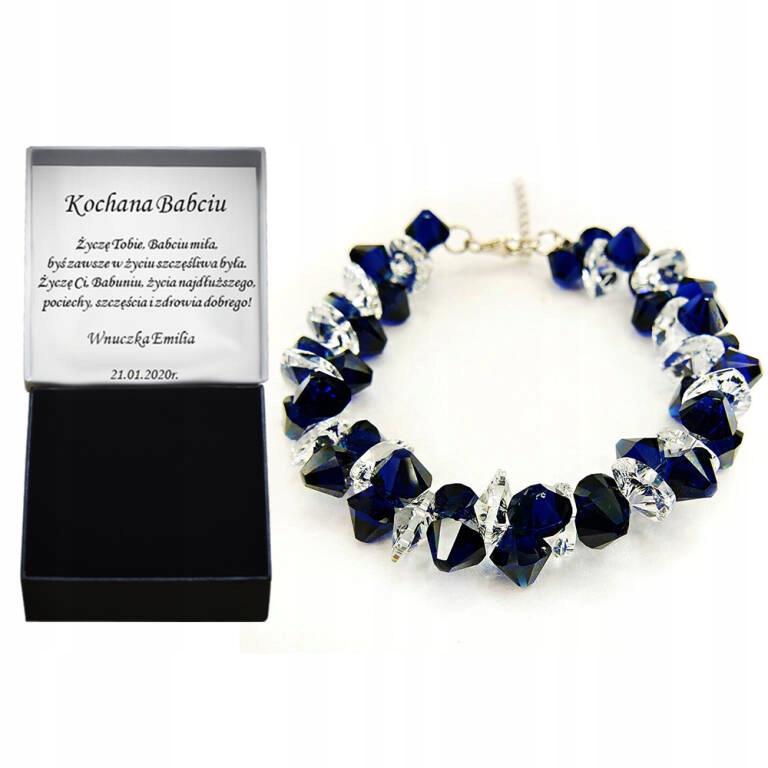 Náramek s krystaly Srdce Dárek Stříbro Narozeniny Přání Bonus