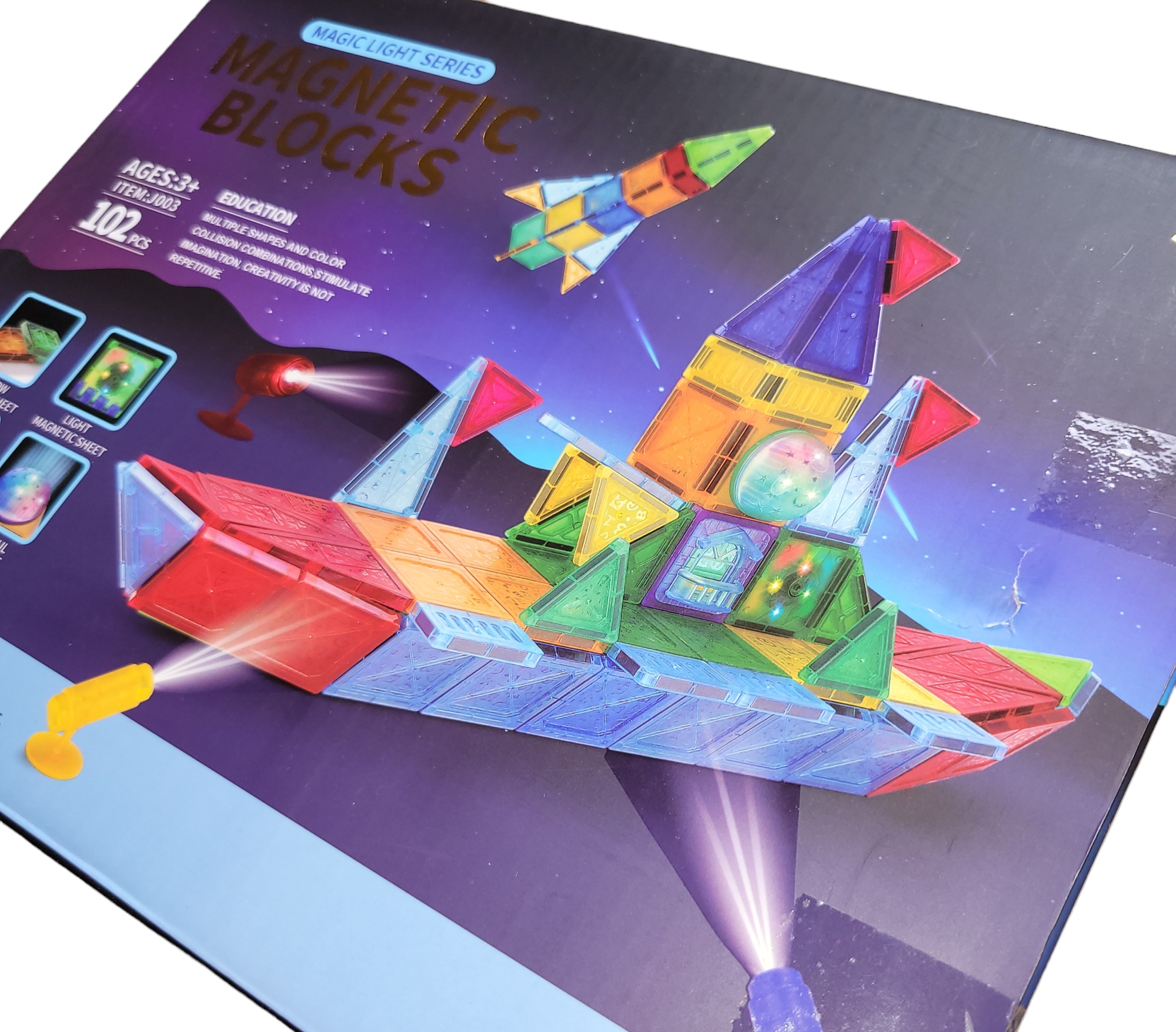Klocki magnetyczne świecące elementy duży zestaw 102 elementy Liczba elementów 102 szt.
