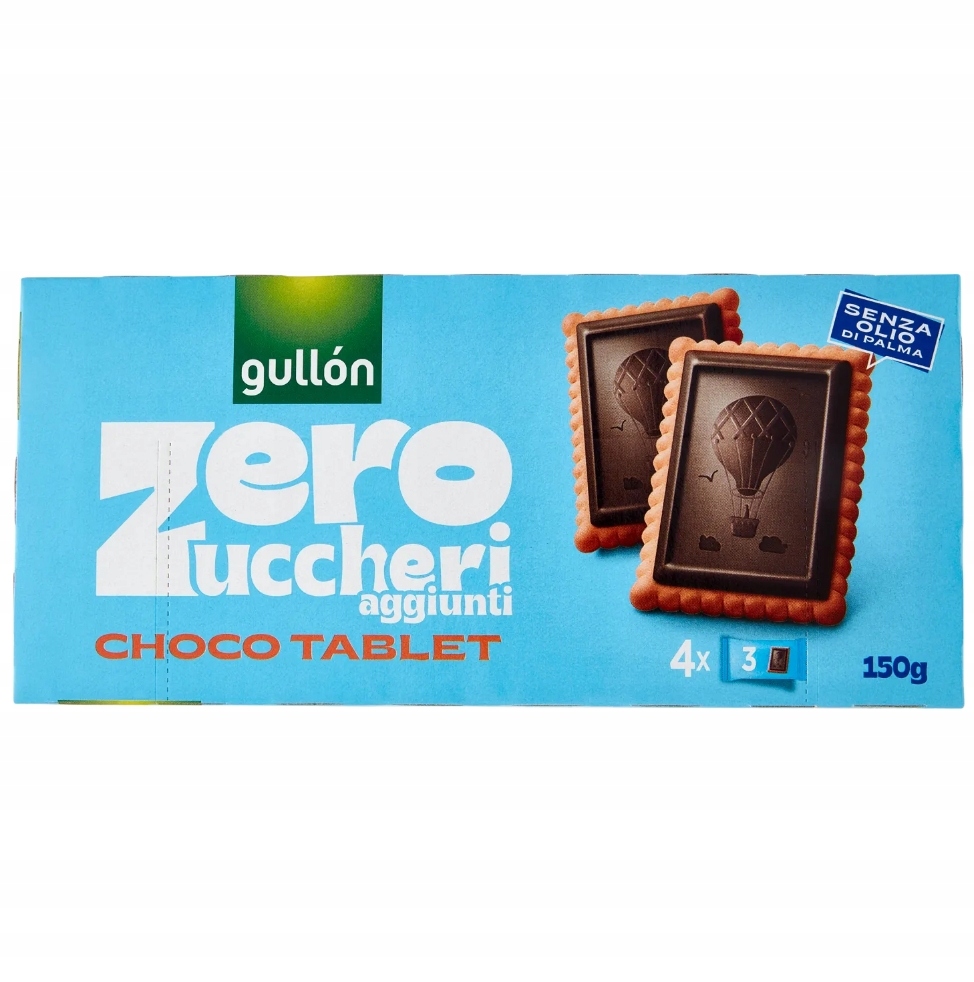 Levně 4x Sušenky Zero Zuccheri aggiunti Choco Tablet 150 g Gullon