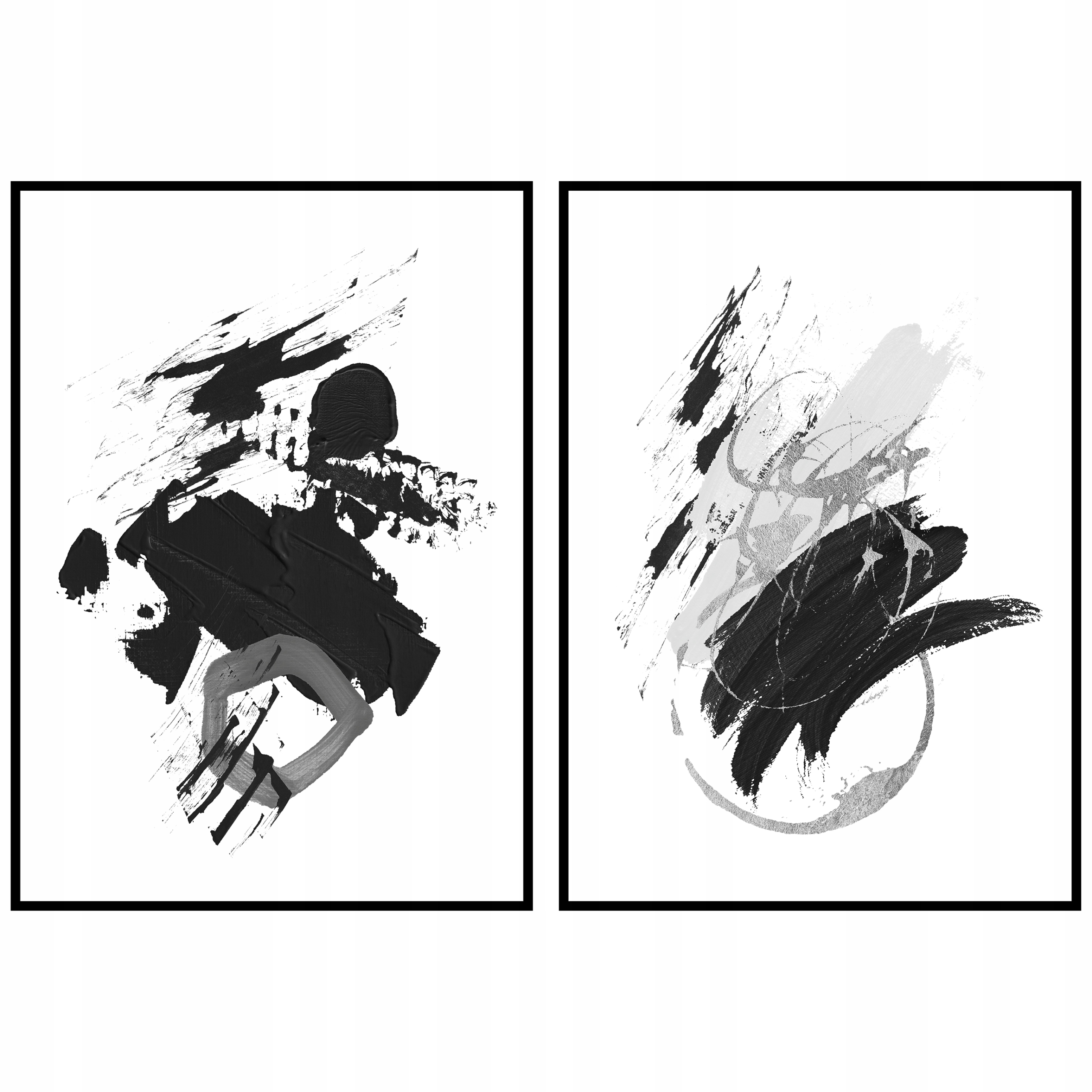 Plakát abstrakce černé vzory diptych 2x 50x70 cm obrazy na zeď sada