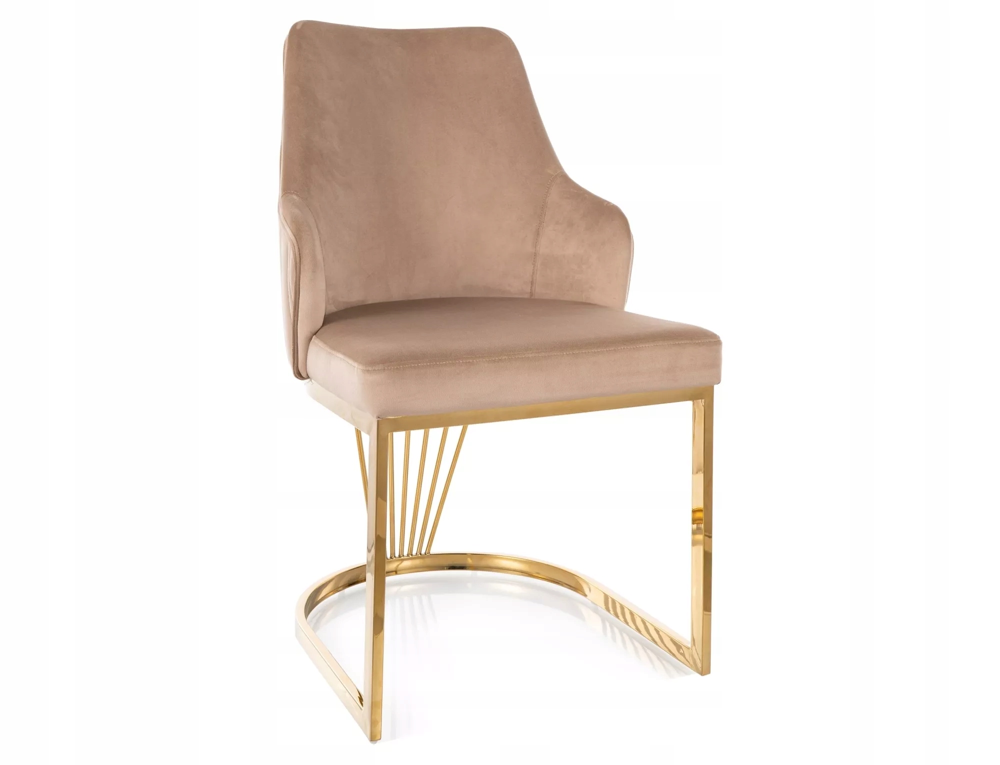 Čalúnená stolička Alure Velvet rámová oceľ zlatá zamat béžový bluvel 28
