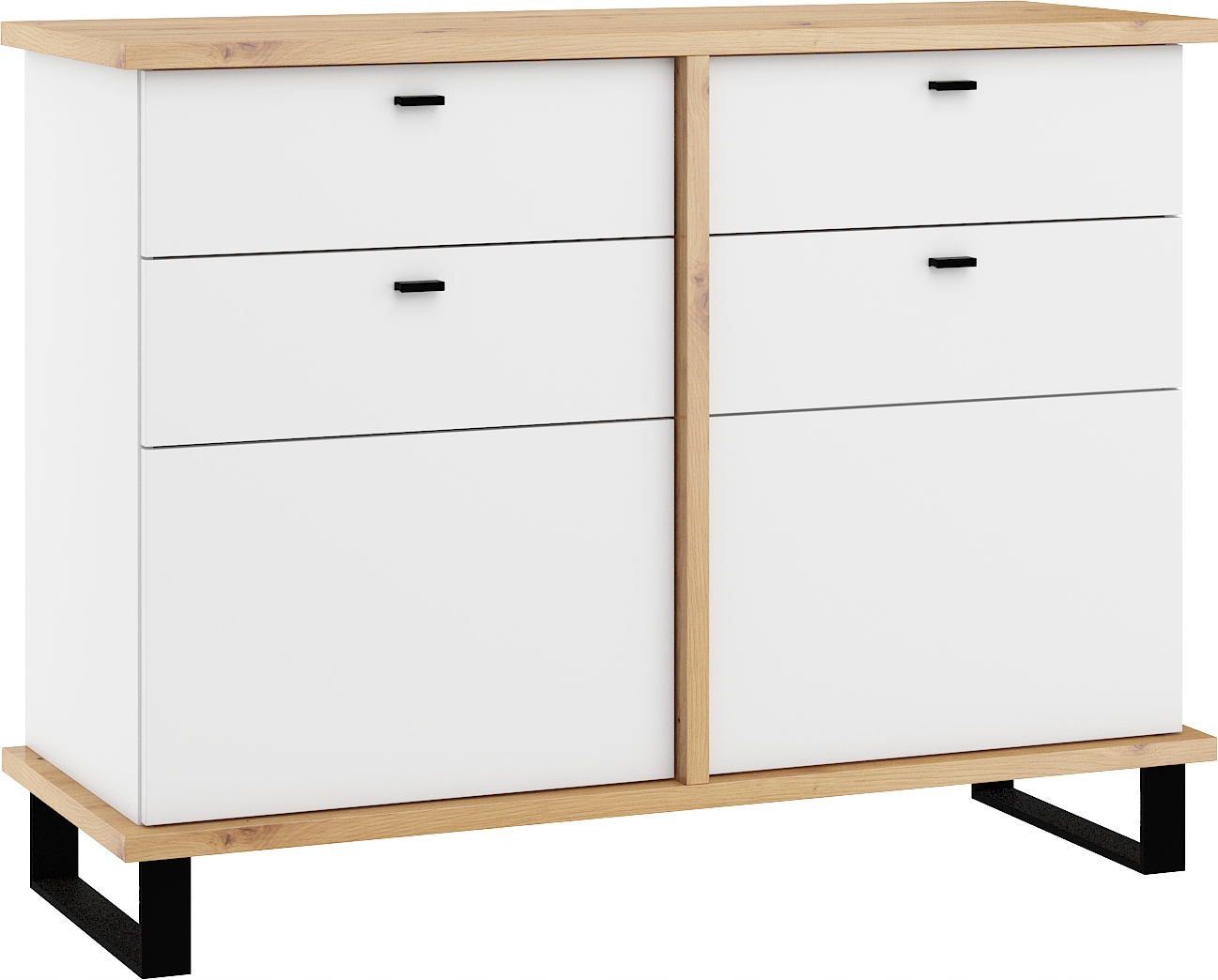 Komoda Cross CRO-06 2D2S artisan bílý mat 120 cm