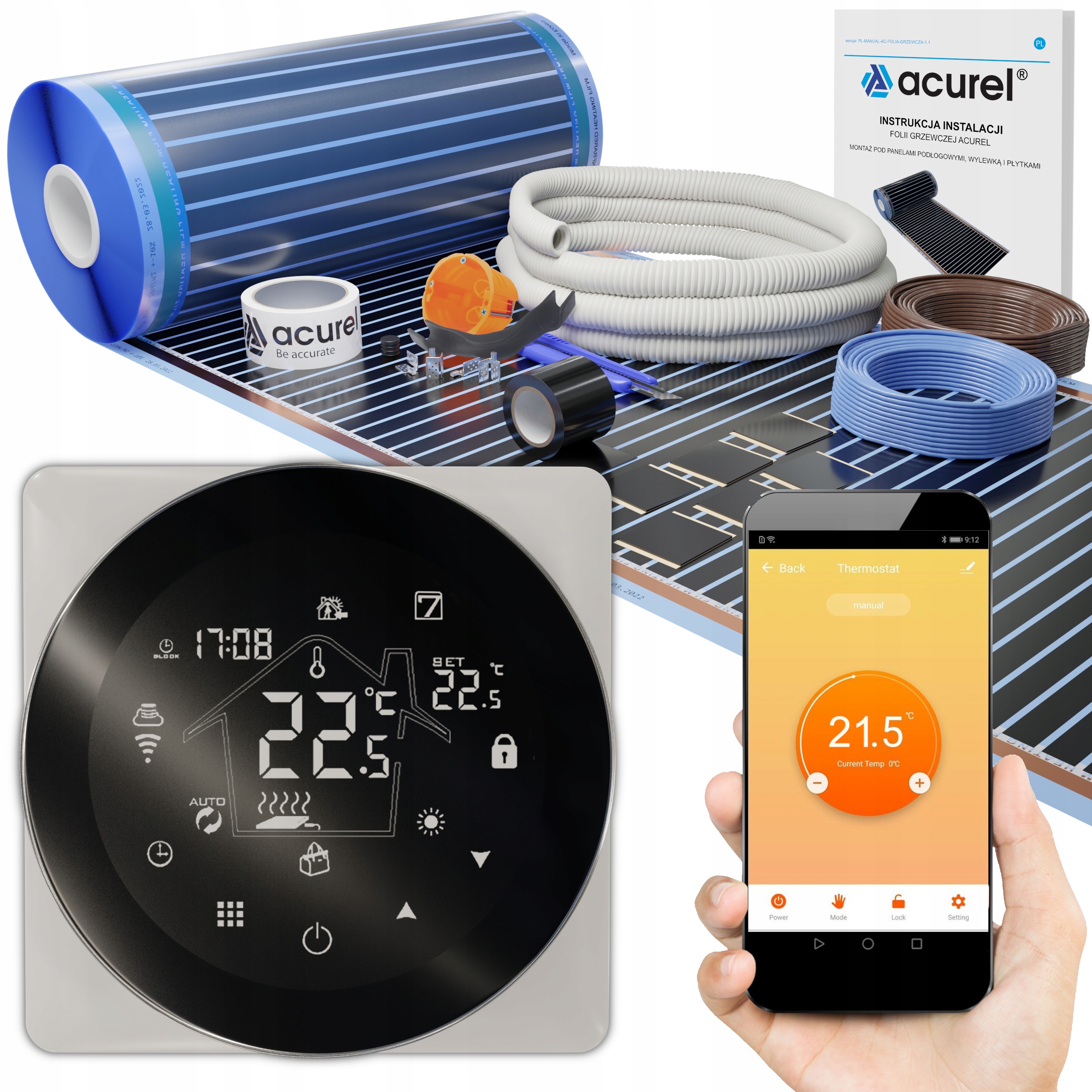 

Folia grzewcza na podczerwień 80W/m² WiFi 14m²