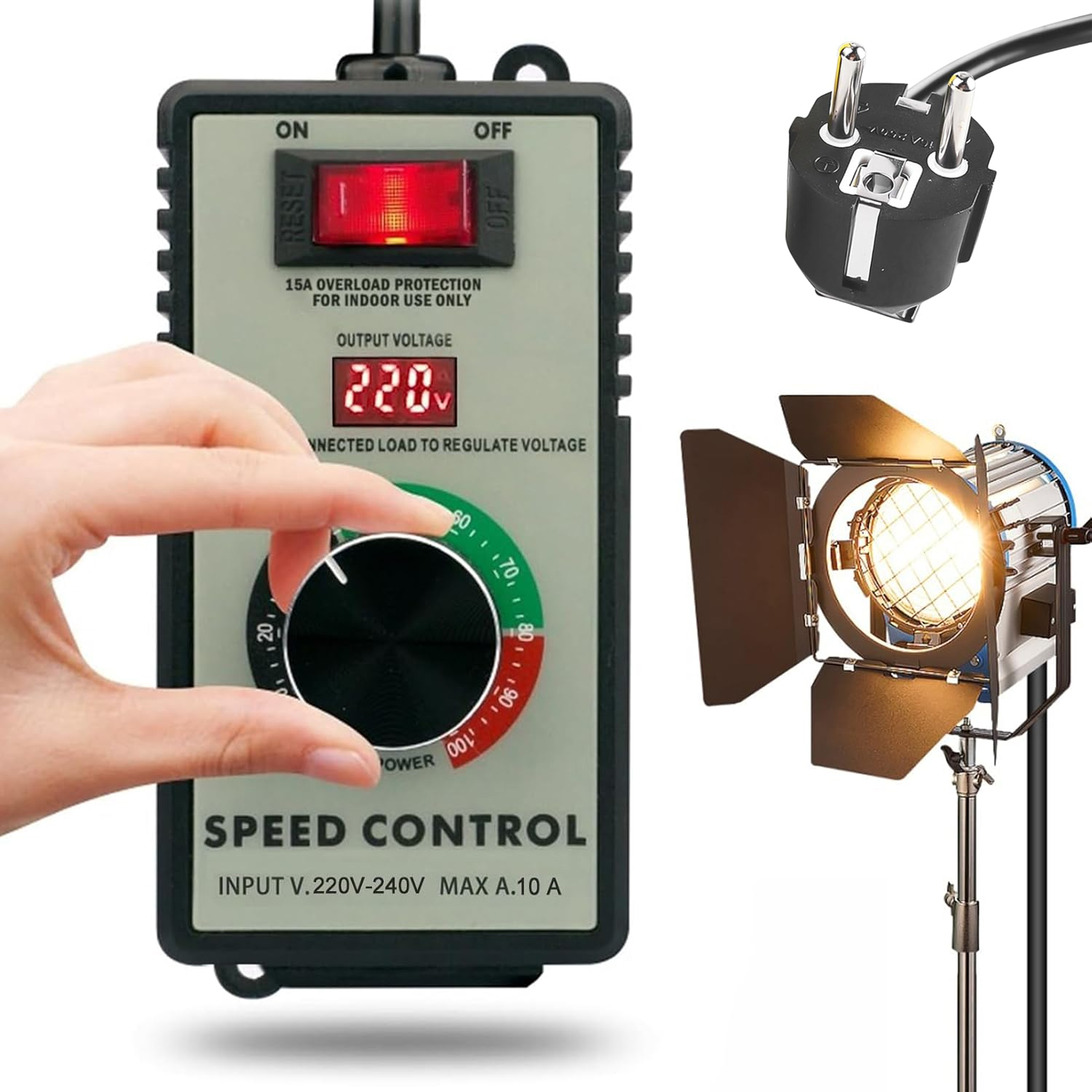 Regulator obrotów silnika mocy napięcia w obudowie z gniazdkiem 2200W 230V