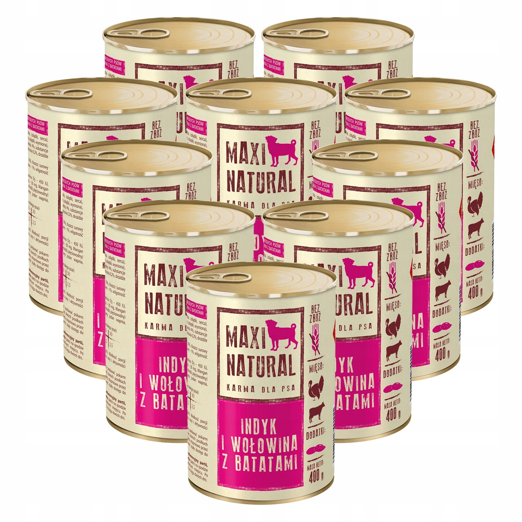 Krmivo pro psy Maxi Natural Krůta Hovězí Maso 10x400g