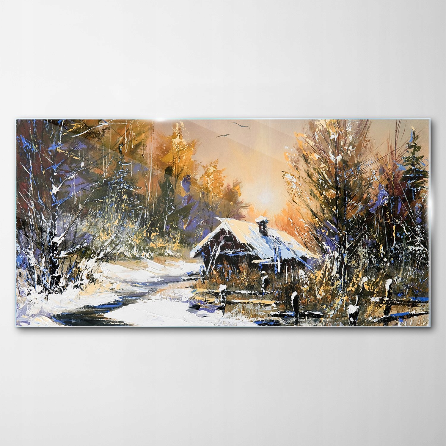 

Obraz Szklany Dekor Chata Zima Krajobraz 120x60