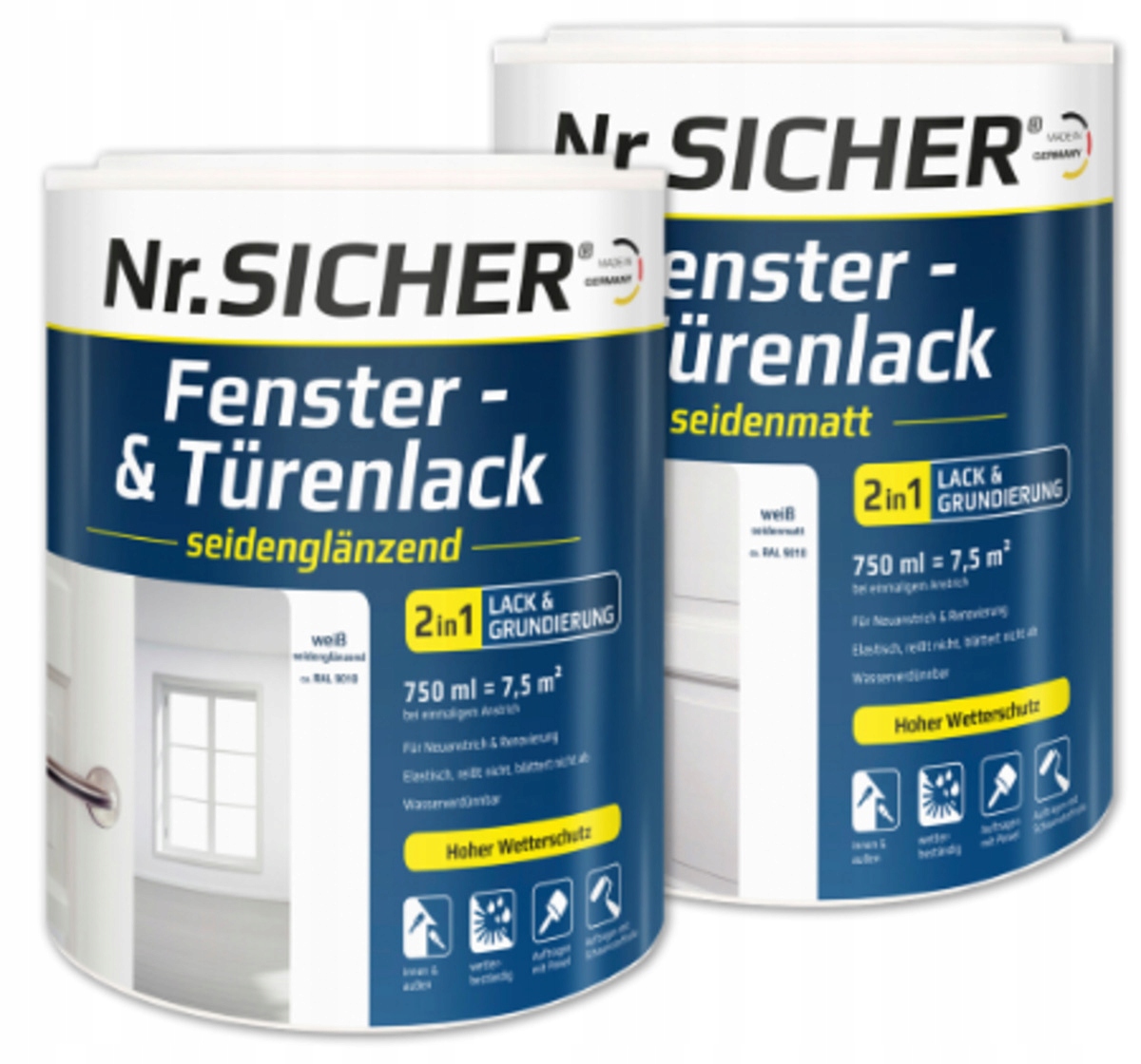 Niemiecka Farba Do Okien I Drzwi 1L biała, satynowy połysk 2w1 Drewna