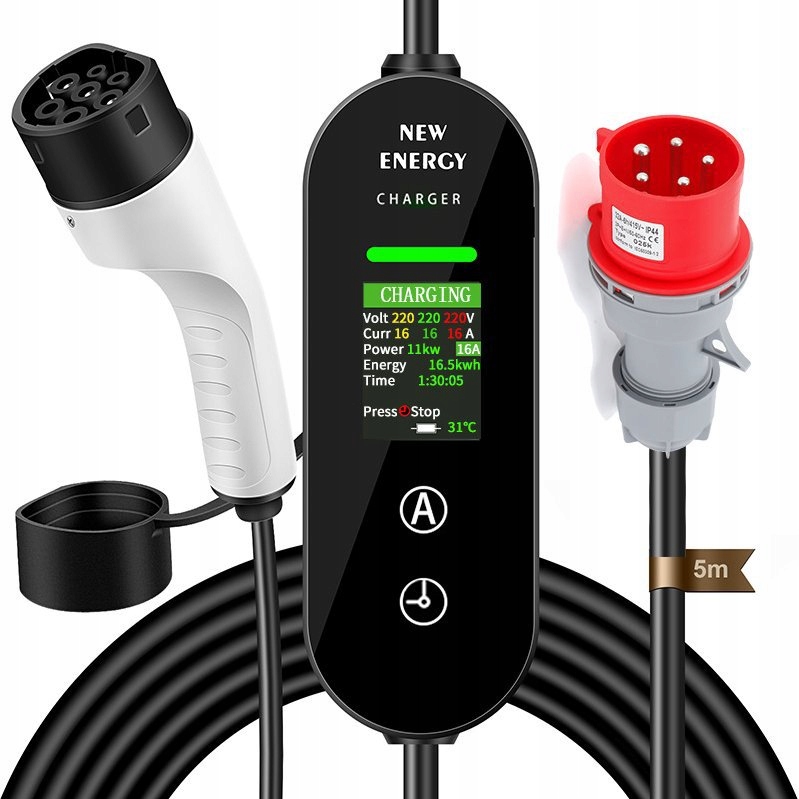 Nabíjačka do auta Typ2 11 kW Prenosný mobilný Wallbox Ev pre elektrikárov 5 m
