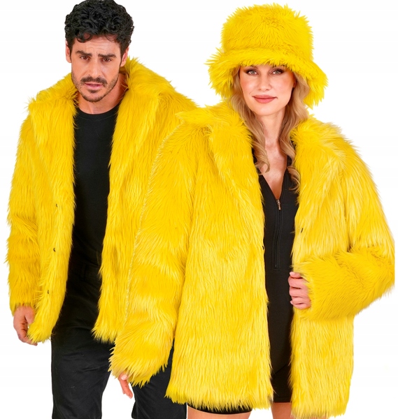 Kostým Plyšová Bunda Žlutá Léta 70 80 90 Doplněk Převlek Karneval L/XL