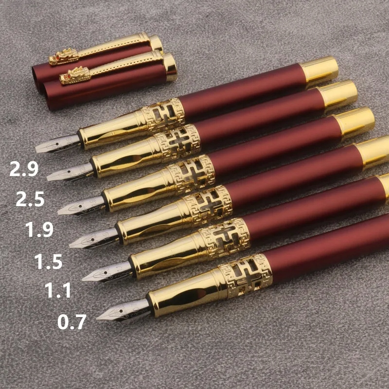 1pc Parallel Fountain Pen Frosted red Calligraphy Pen 0.7/1.1/1.5/1.9/2