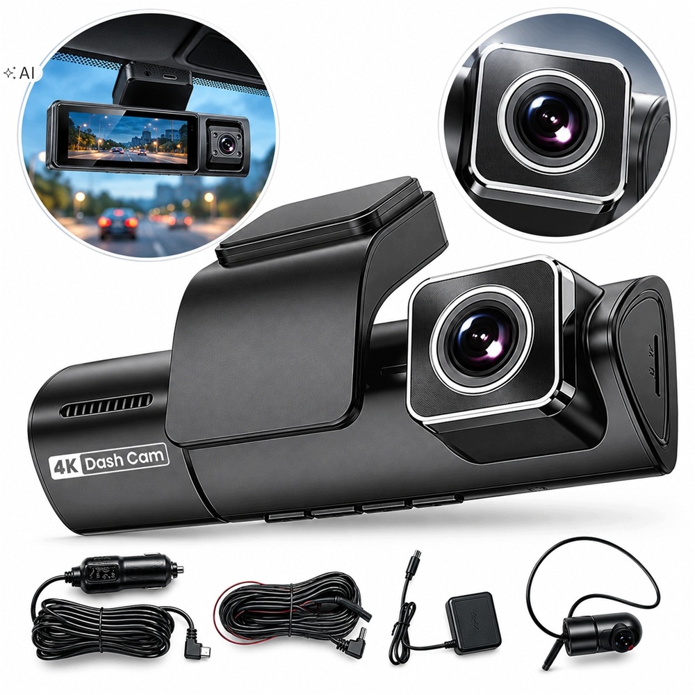 Kamera Automobilová Videorekordér 4K Uhd 3KAMERY Gps Wi-fi Couvací Kamera