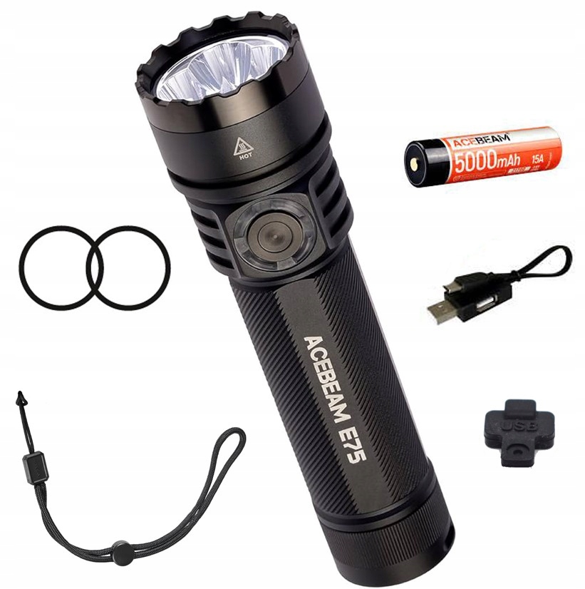 Acebeam E75 Latarka Diodowa Akumulator 5000mAh Usb-c Czarna 260m 4500lm