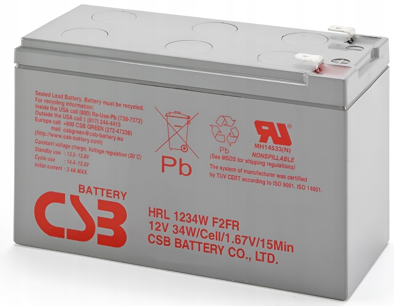 Csb HRL1234W F2FR Akumulátor 12V/9Ah Agm 34W