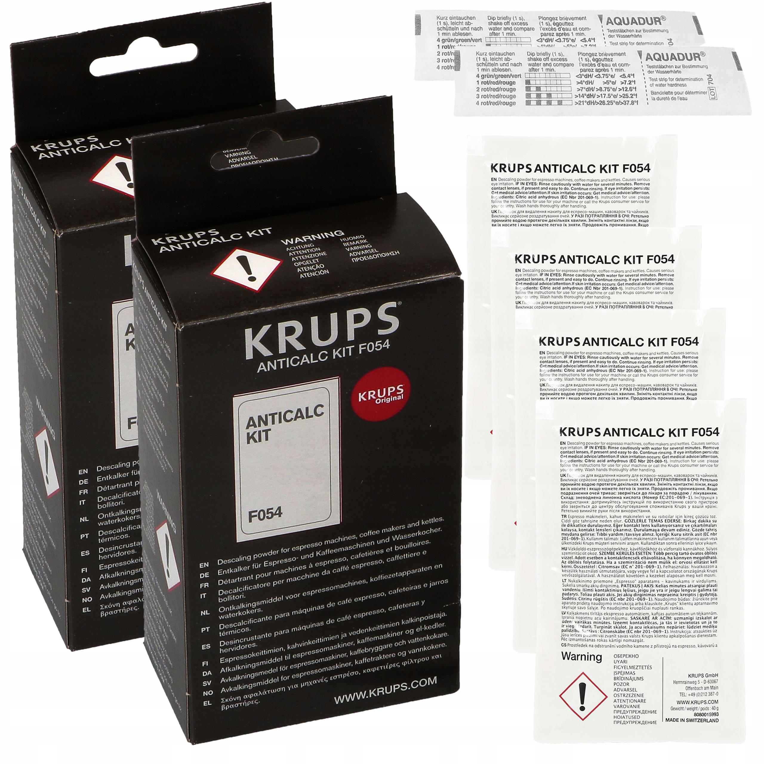 2x odvápňovač Krups pro kávovar F054 4x sáček 2x test expresu