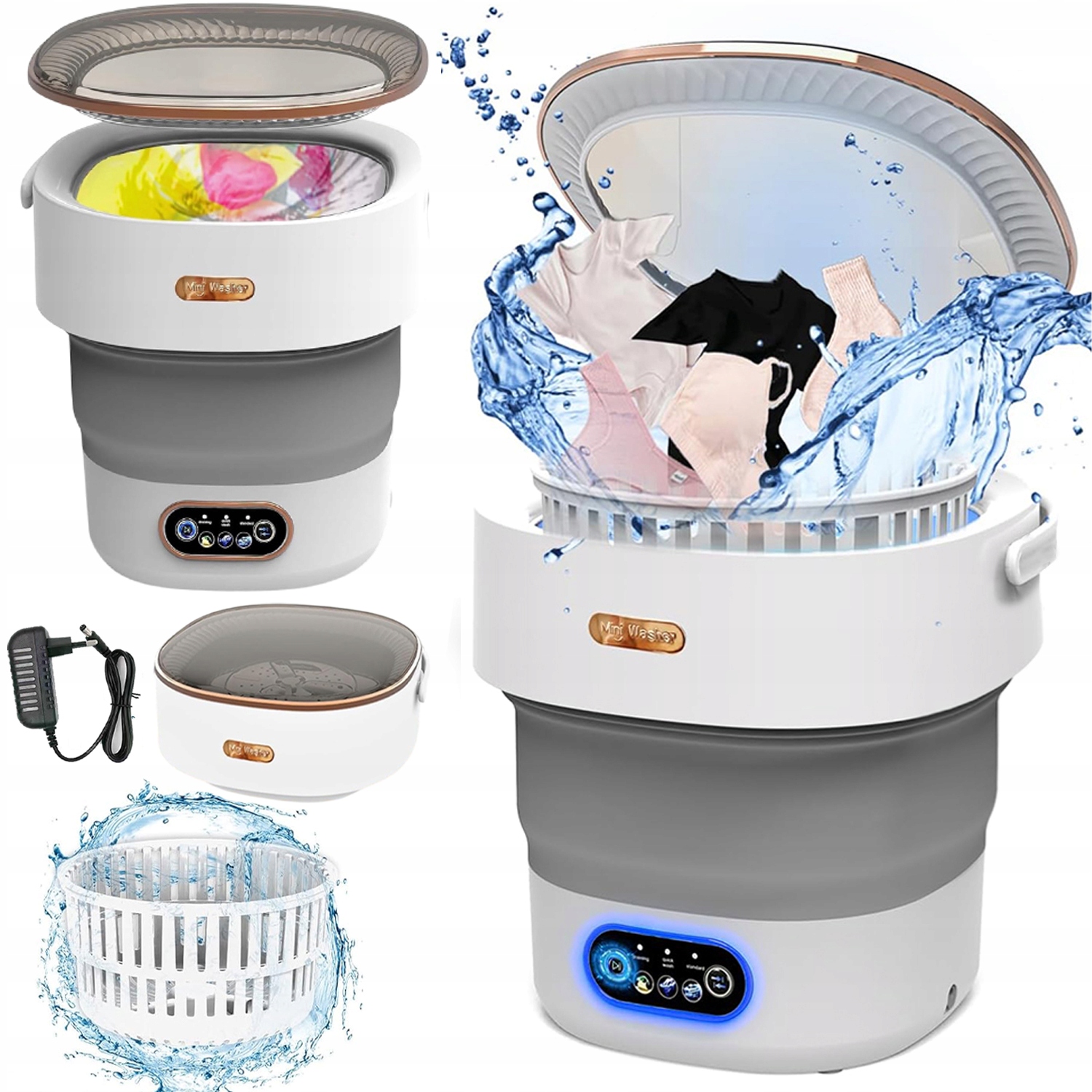 Mini Turistická Pračka Automatická Skládací Přenosná 12 L Vypouštěcí Koš