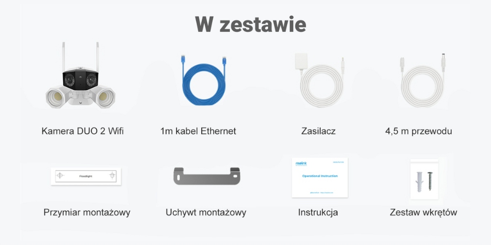 KAMERA WIFI IP Reolink Duo2 8Mpx 4K kąt 180 stopni 2x lampy LED 1800 lumen Marka Reolink