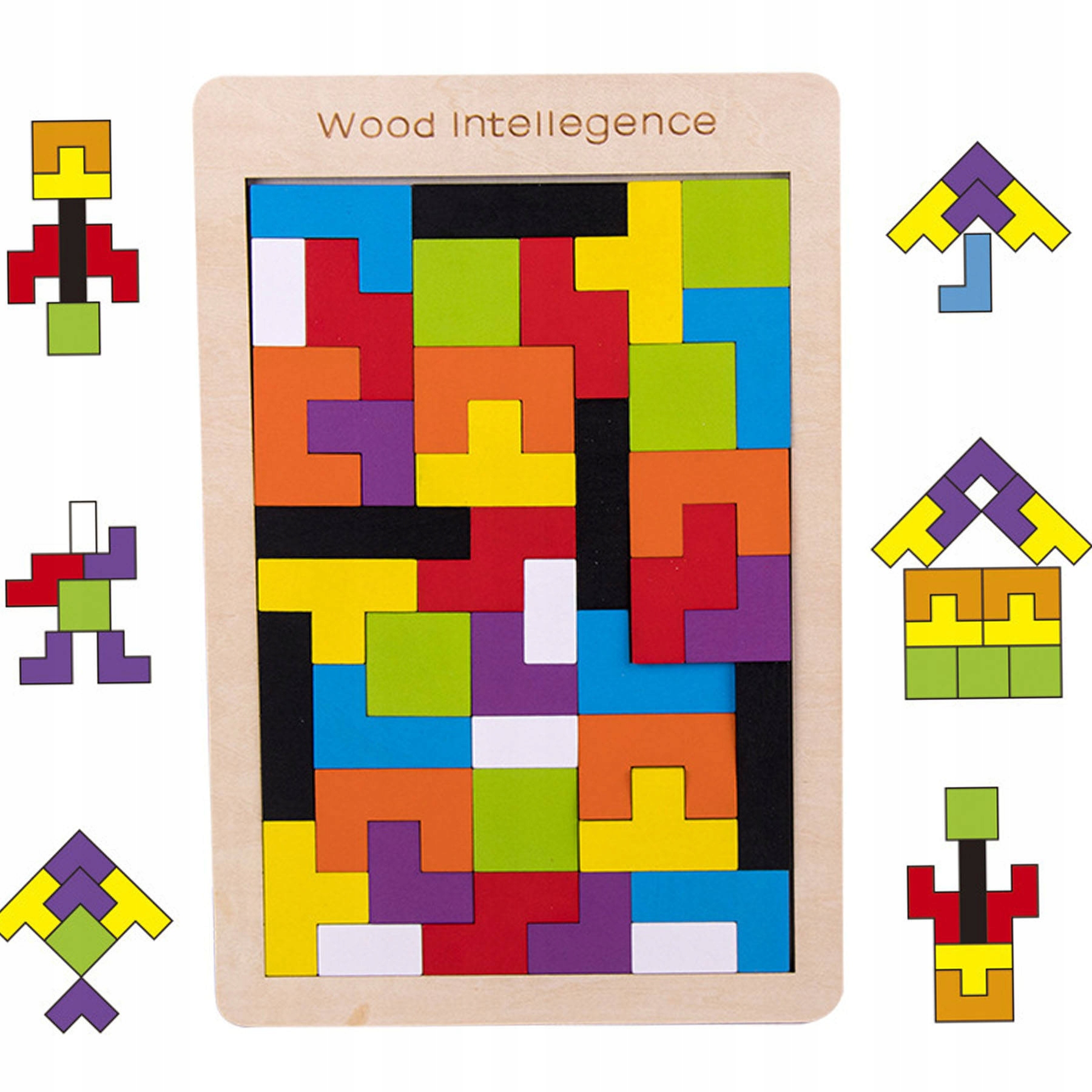 

Drewniane Puzzle 3D Montessori Układanka Tetris