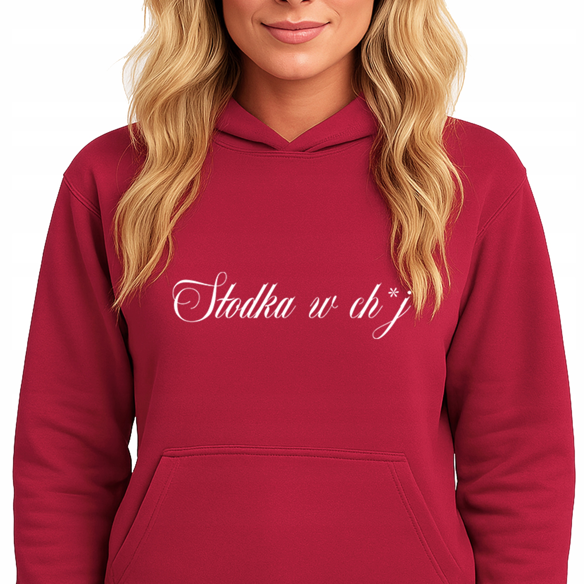 Mikina S Kapucí Červená Bavlněná mikina Módní Sladká V Ch*j M