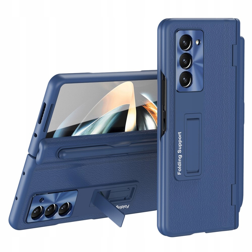 Pouzdro Kožené Sklo pro Samsung Galaxy Z Fold5 5G pouzdro s podstavcem dotykové pero