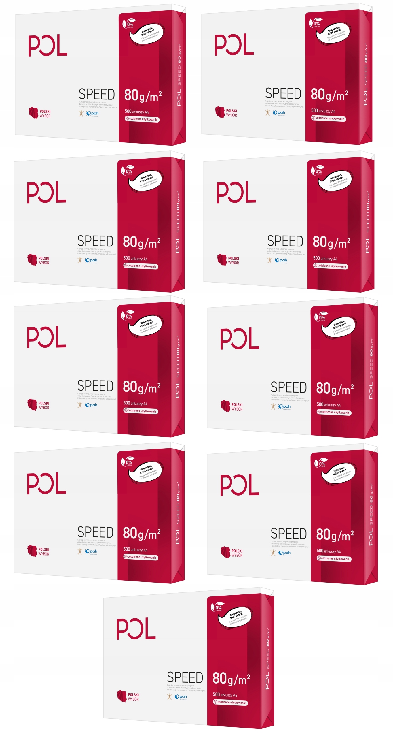 Papier biurowy ksero biały do drukarki uniwersalny xero Polspeed A4 80g x 9