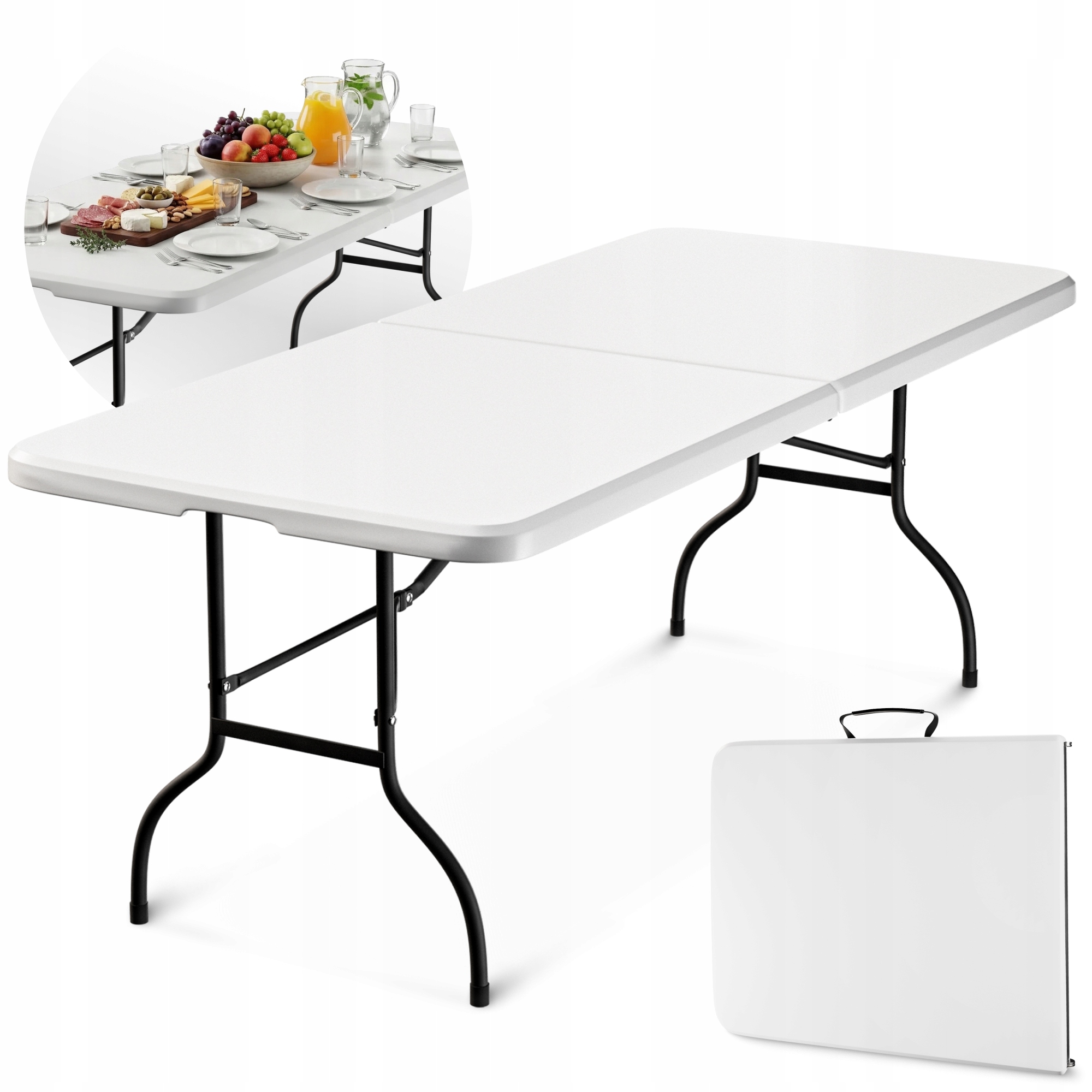 Stół Piknikowy Składany Ogrodowy Cateringowy Solidny Kemping Walizka 180 cm