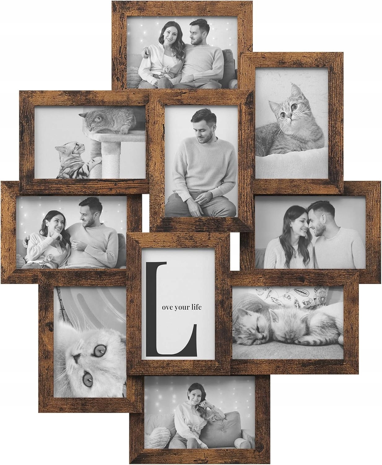 Koláž fotorámečků, rodinný rámeček pro 10 fotografií po 10 x 15 cm
