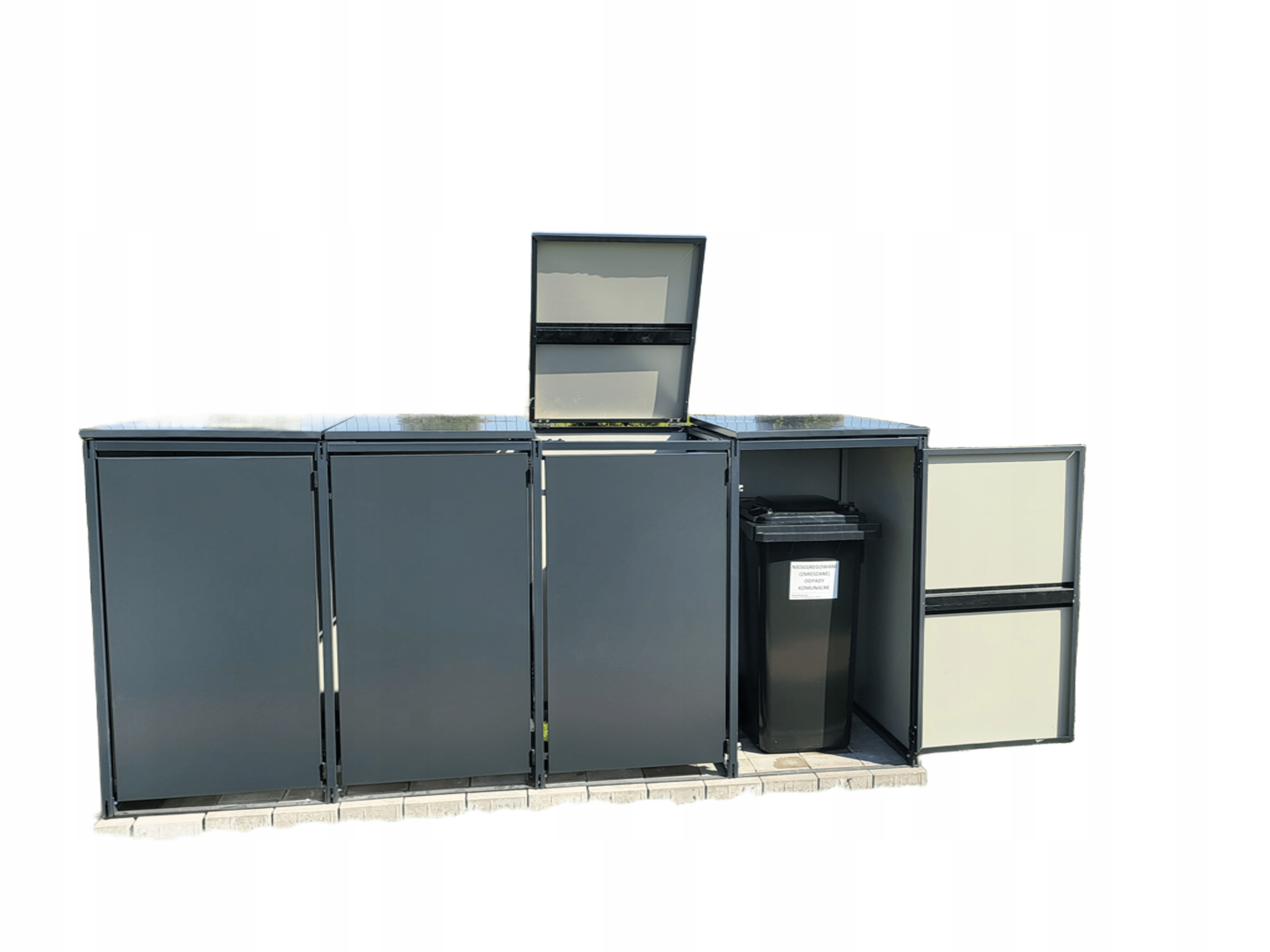 Levně Nástavba odpadkových košů kovová, tři stanoviště po 120L Box 3x120 RAL7016