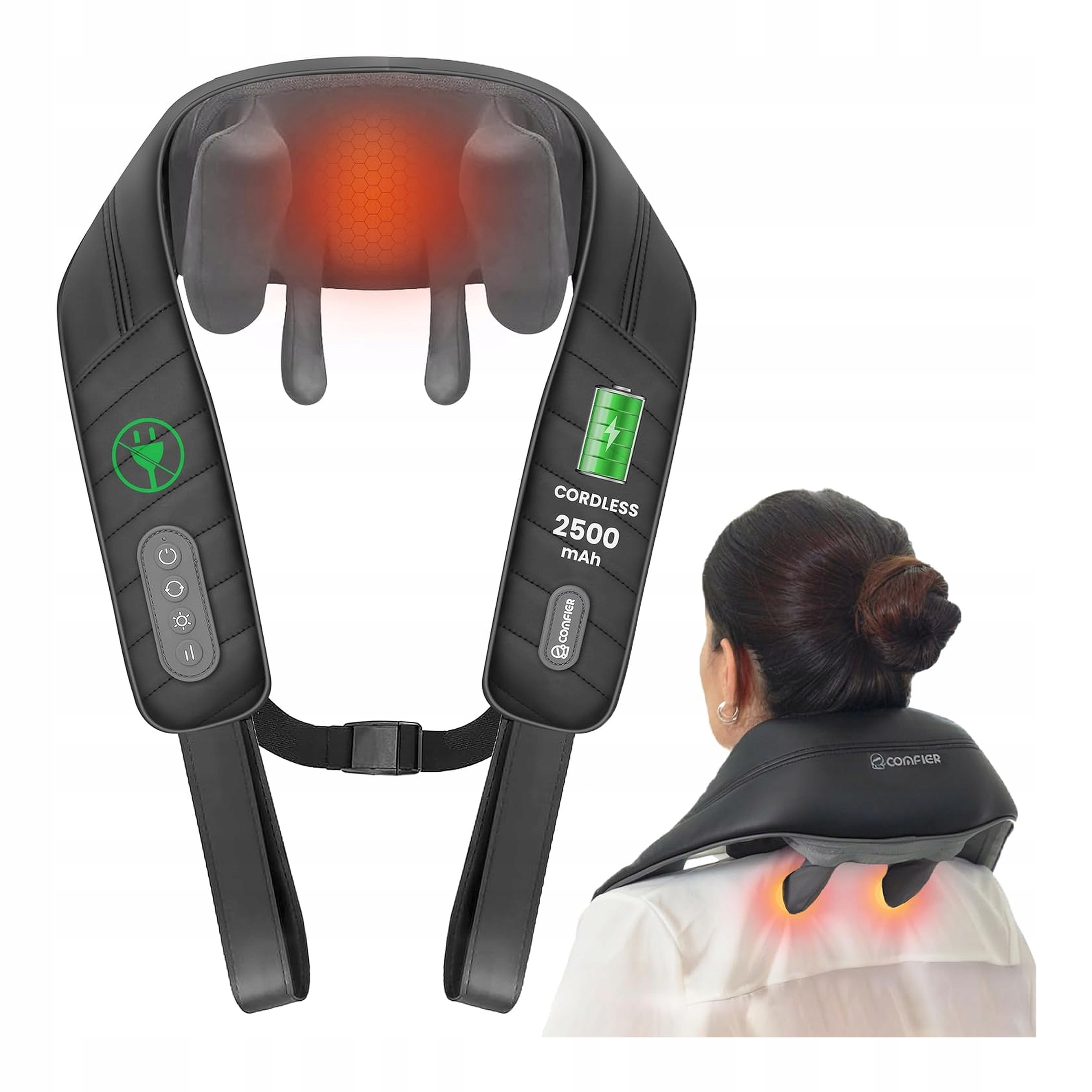 Comfier masażer karku i ramion Shiatsu bezprzewodowy z ciepłem 4D