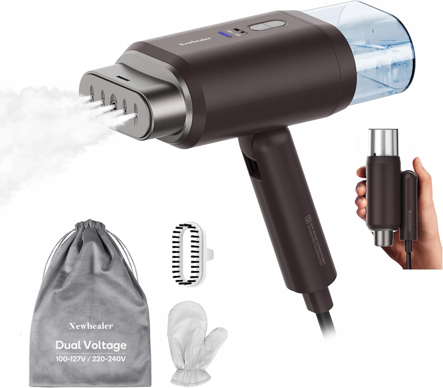 Parní čistič na oblečení Newbealer NB316A, 1200 W, skládací Steamer 180 ml