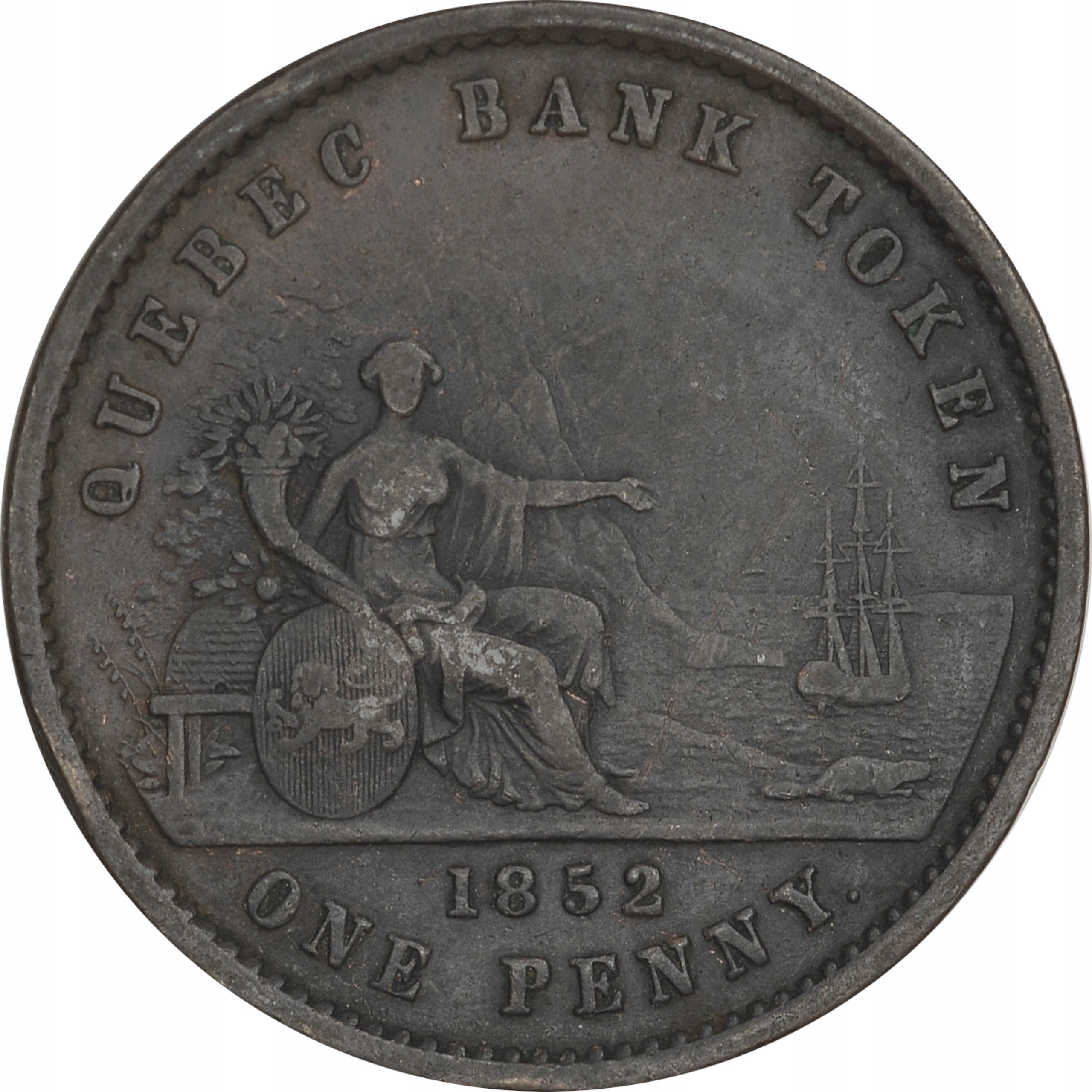 10.aj.CANADA, QUEBEC, 2 SOUS/ 1 PENS 1852