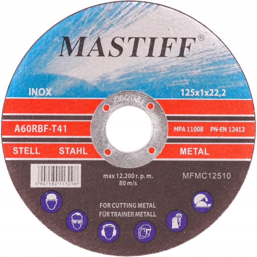 Tarcze Tarcza Do Cięcia Metalu Stali Inox 125X1X22,22 MM Mastiff-Zdjęcie-0