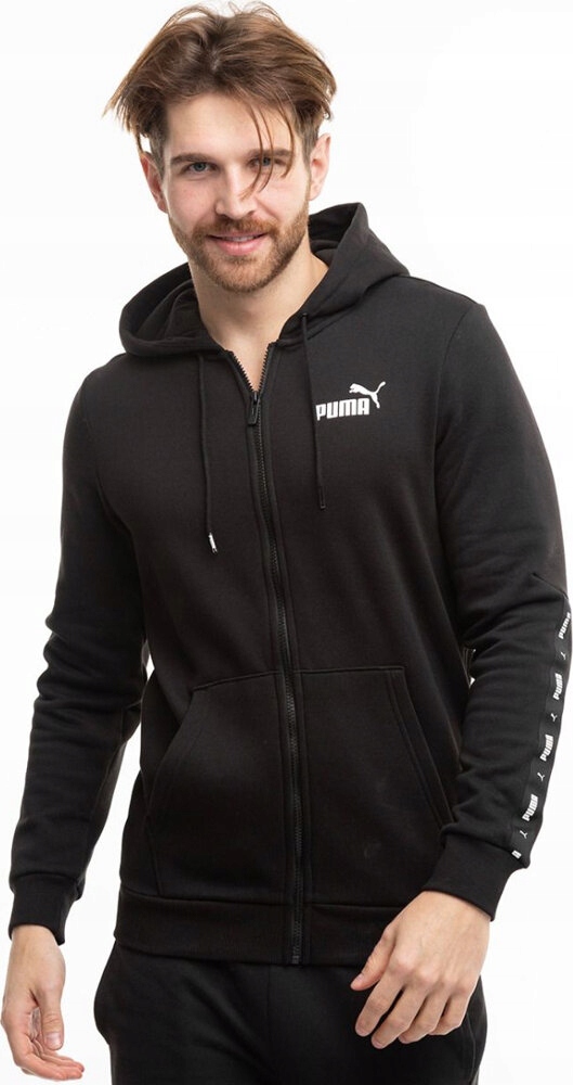Pánská Mikina Puma Ess+ Tape Full-zip Hoodie Tr Černá 848768 01 r S