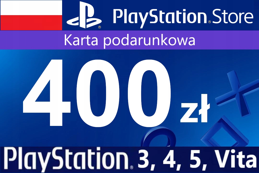 PlayStation 400 zł Karta Podarunkowa PSN Network Store Kod PS5 PS4 PS3