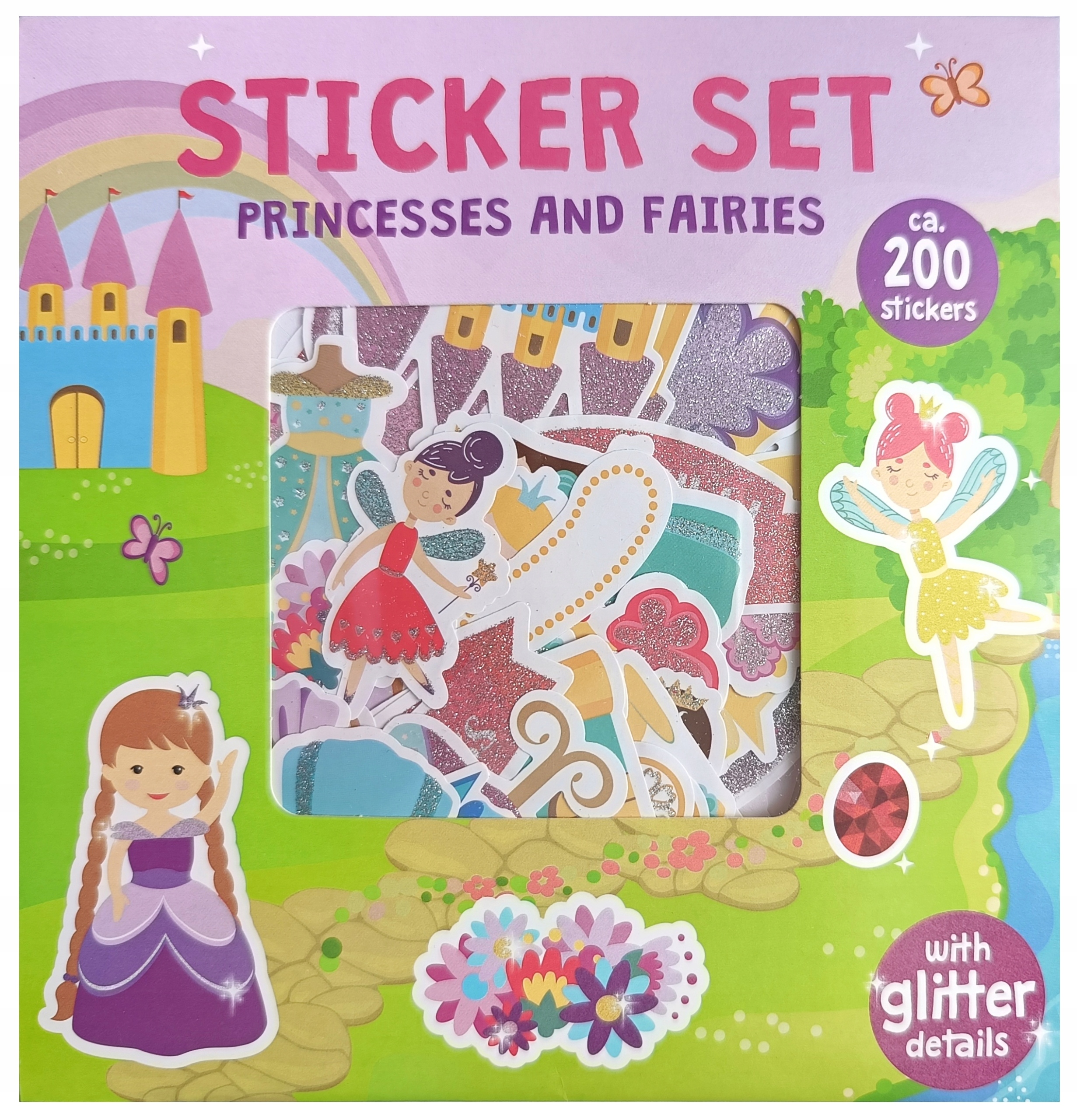 NAKLEJKI DLA DZIECI KSIĘŻNICZKI WRÓŻKI 200 SZTUK ZESTAW NAKLEJEK Z BROKATEM