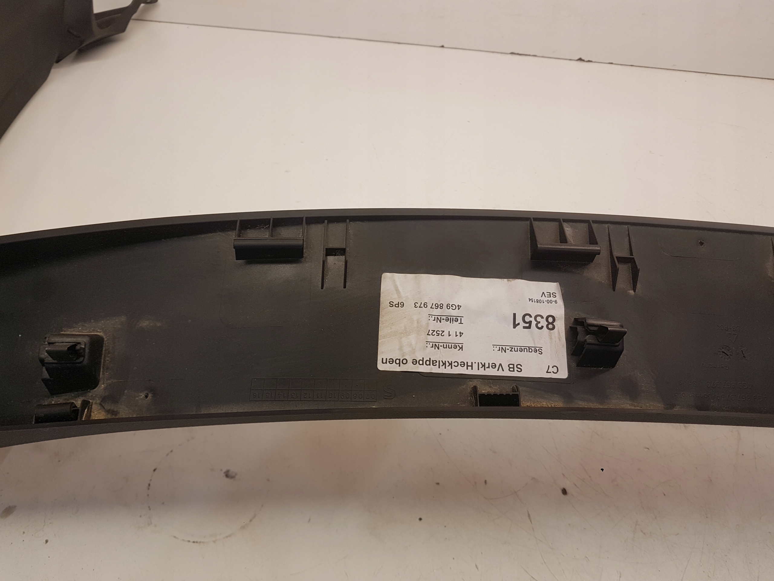 upholstery bonnet rear part AUDI A6 C7 AVANT 4G9867973