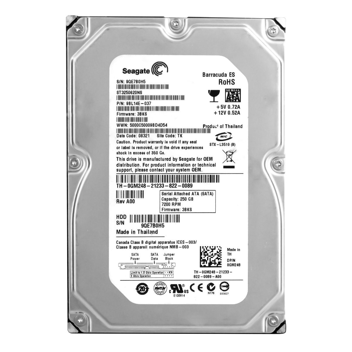 Dell 0GM248 250GB 7.2K 16MB Sata II 3.5'' ST3250620NS