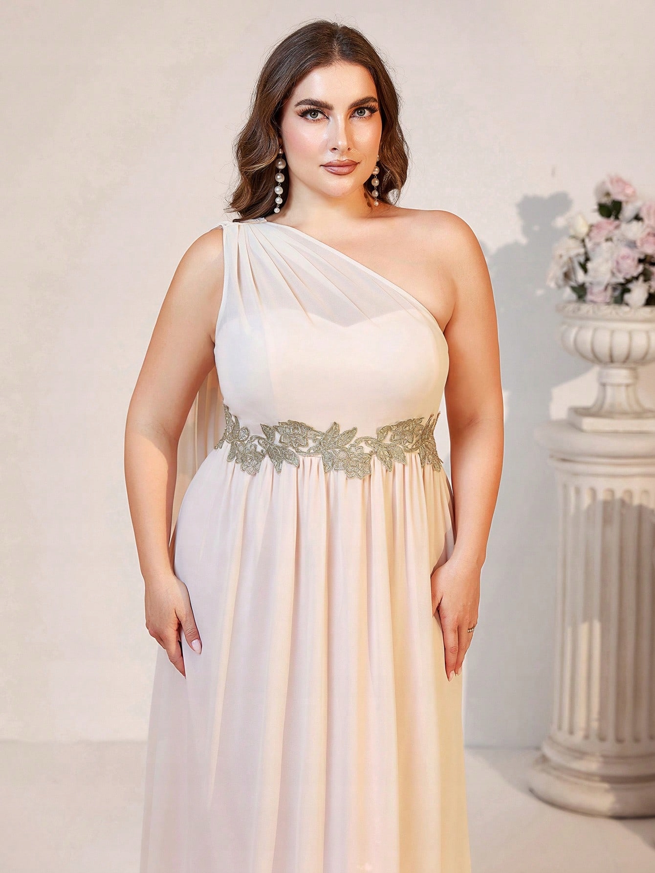 Šaty Na Jedno Rameno S Pláštěm Maxi Shein 3XL 46