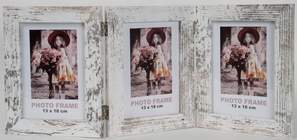 

Ramka drewniana na 3 zdjęcia 13x18 białe drewno
