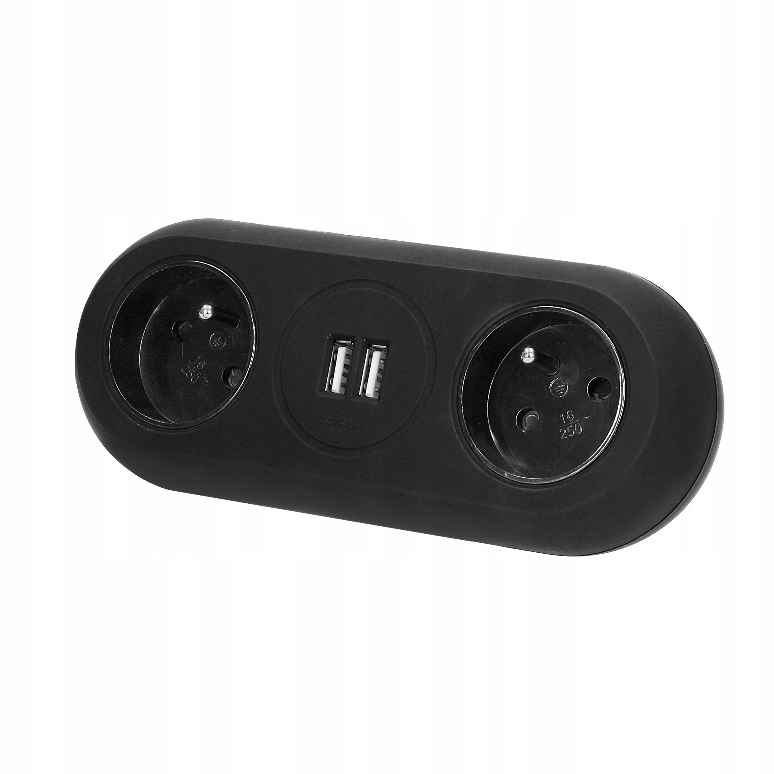 Předkancelář 2x2P+Z, 2xUSB držák 1,4 m 1 mm2 černý