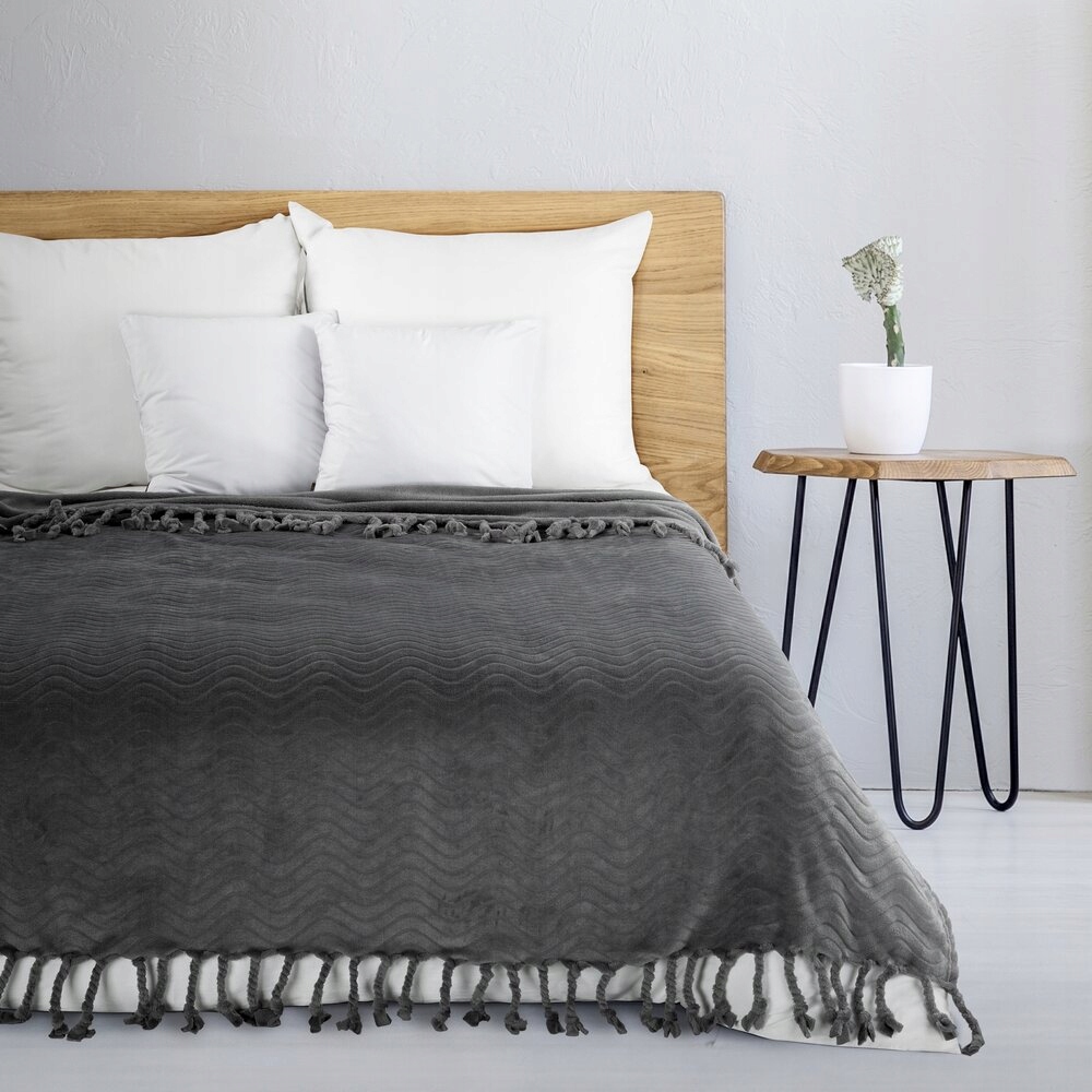 Deka Emma 150x200 Eurofirany ocelová, nadýchaná a měkká s třásněmi