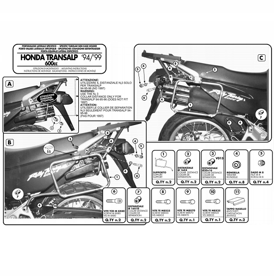 Kappa Rošt bočných kufrov monokey Honda Transalp 94-99 KL131