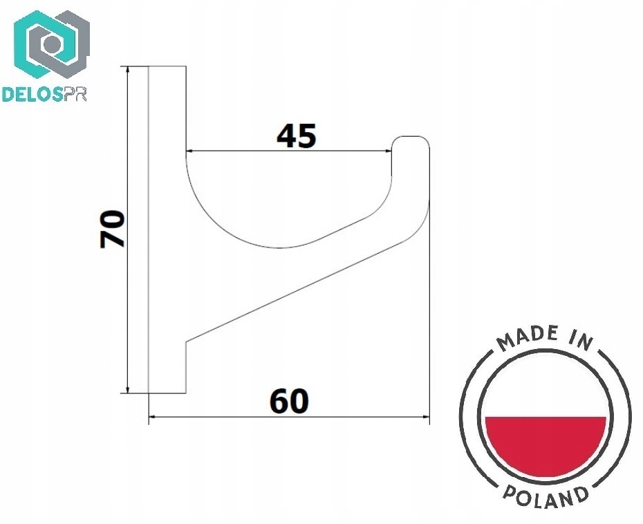 Uniwersalny krótki uchwyt, wieszak na kask motocyklowy MTB Rowerowy BLACK Marka DELOSPRO