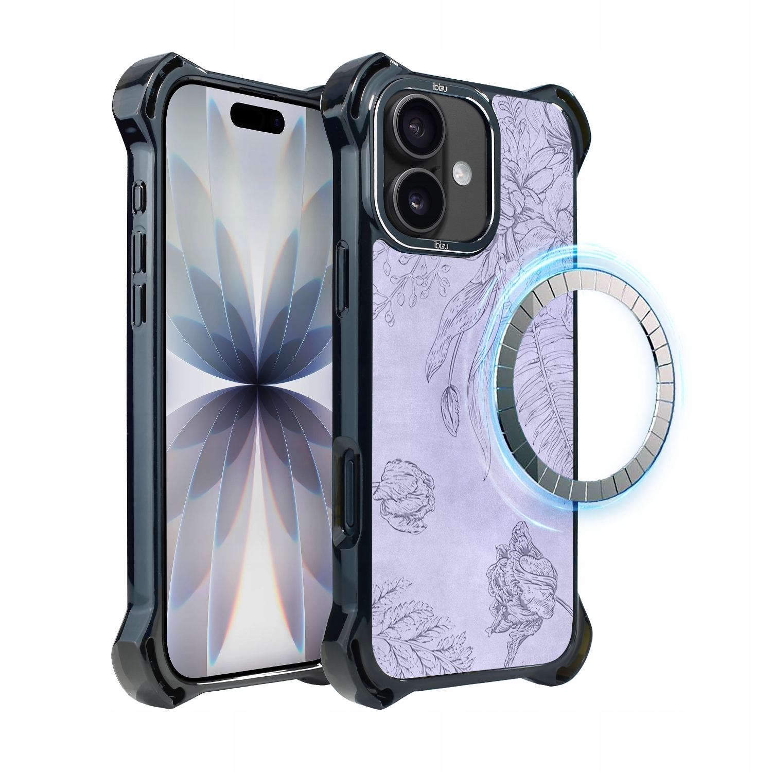 Pouzdro pro iPhone 17 Ibizu DropGuard Ultra s MagSafe, Květinový reliéf