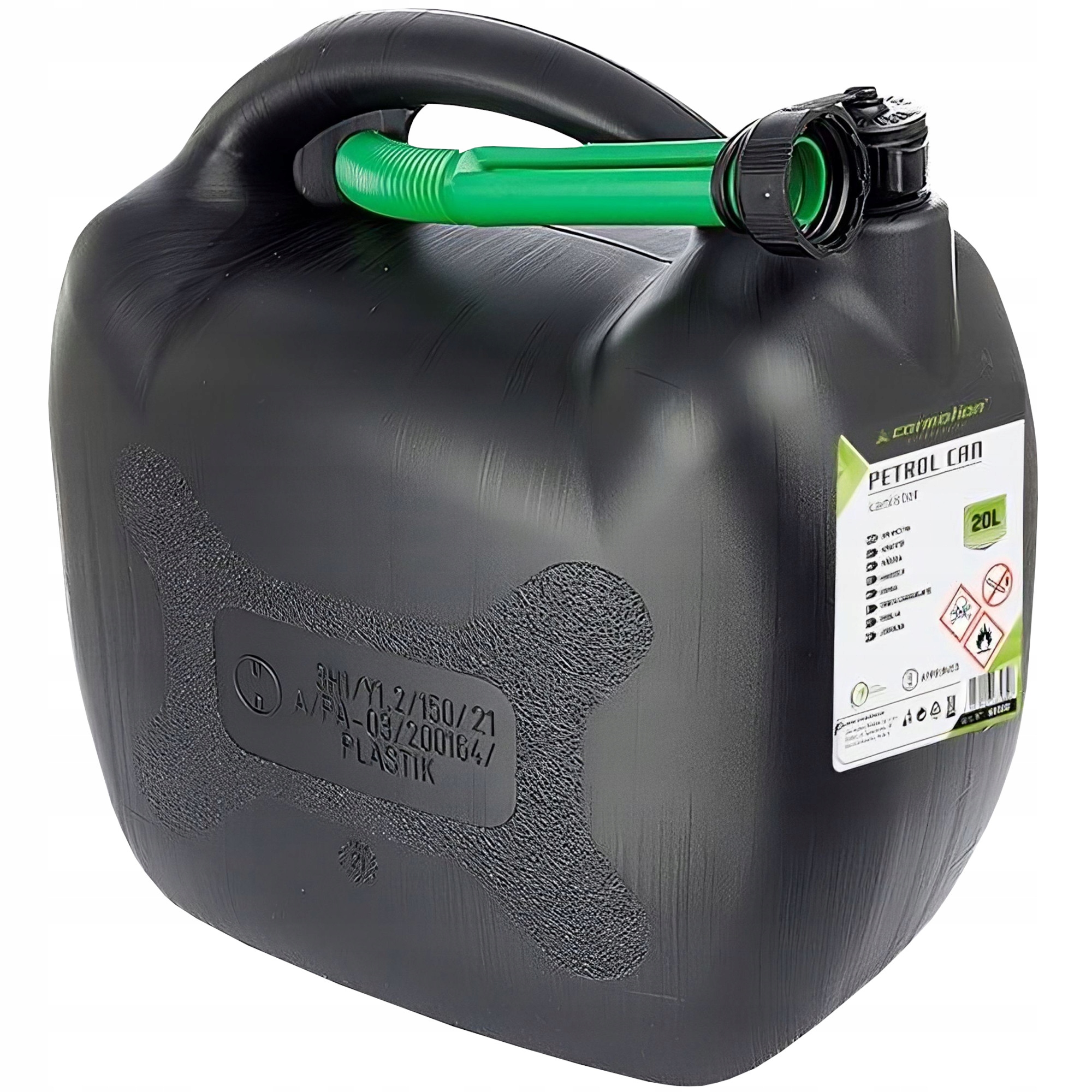 KANISTER PLASTIKOWY 20l NA PALIWO BENZYNE ROPĘ DO BAGAŻNIKA Z LEJKIEM BAŃKA