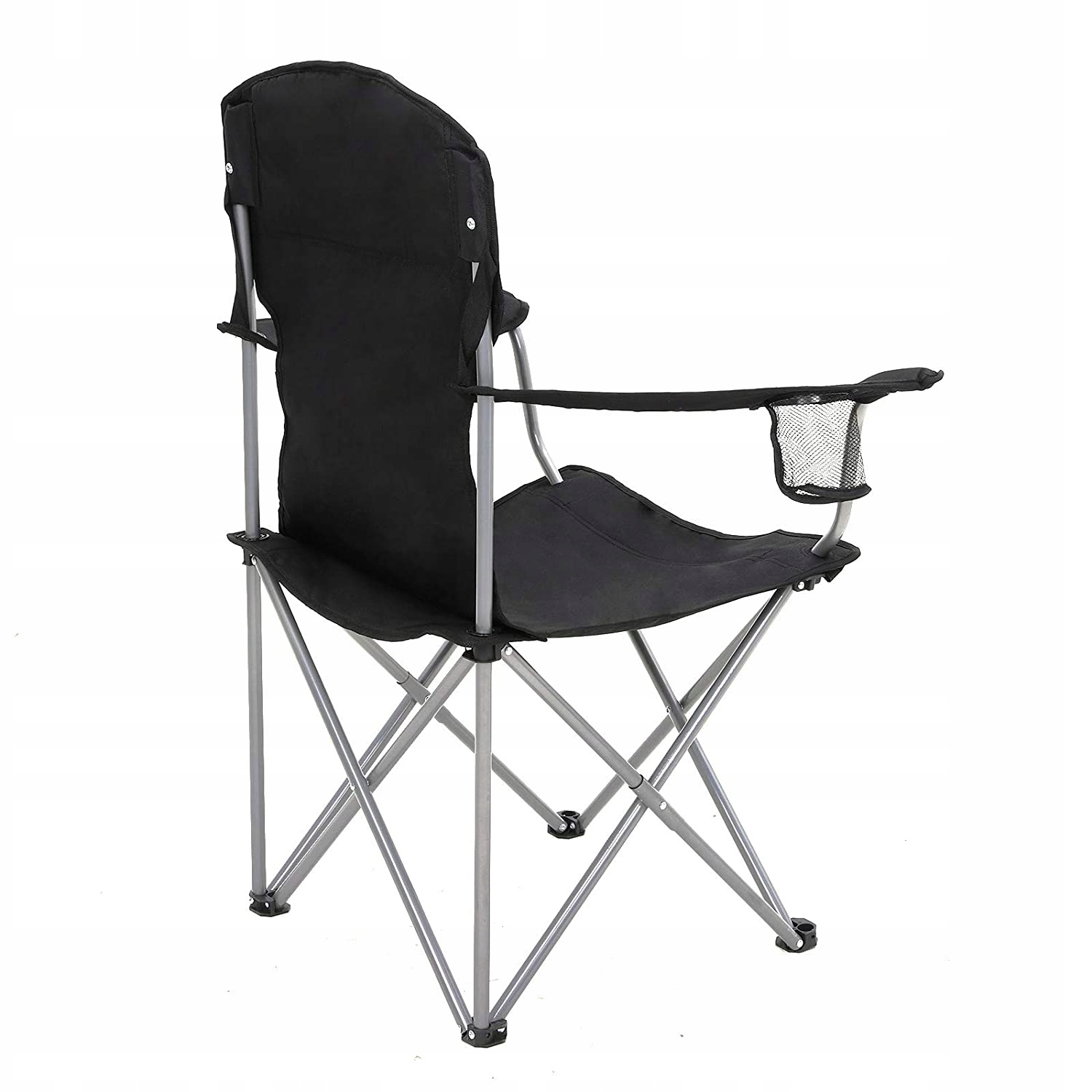 Krzesło turystyczne z oparciem Kempingowe czarny 1 szt